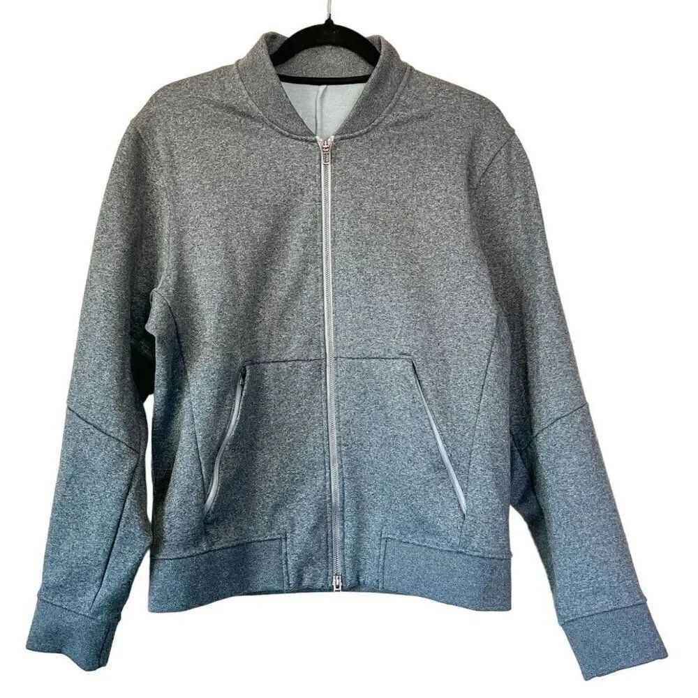 Lululemon Men's Gray Zip Up Bomber Jacket with Zipper Pockets Size Small